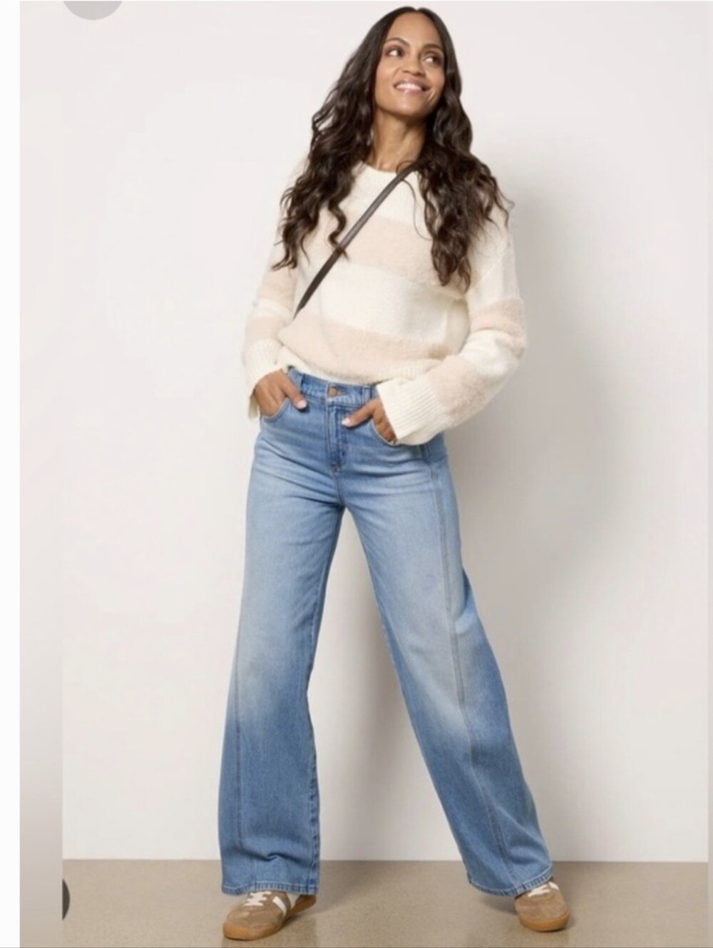 Evereve Light Blue Wide Leg Seamed Jeans Size 27